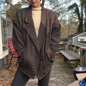 J. Gallery Wool Blend Houndstooth Tweed Coat